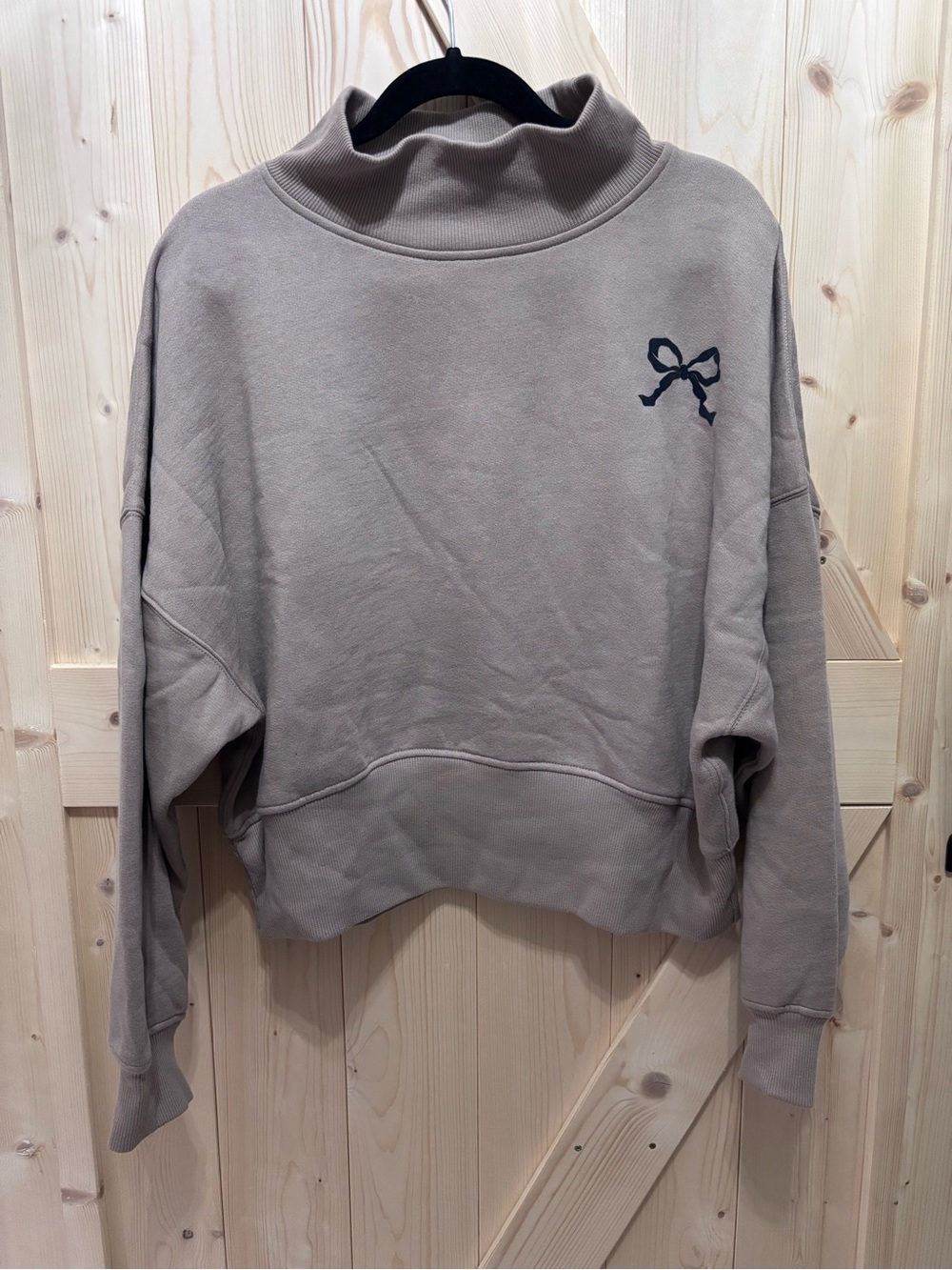 wild fable Taupe Mock Neck Pullover with Bow Detail